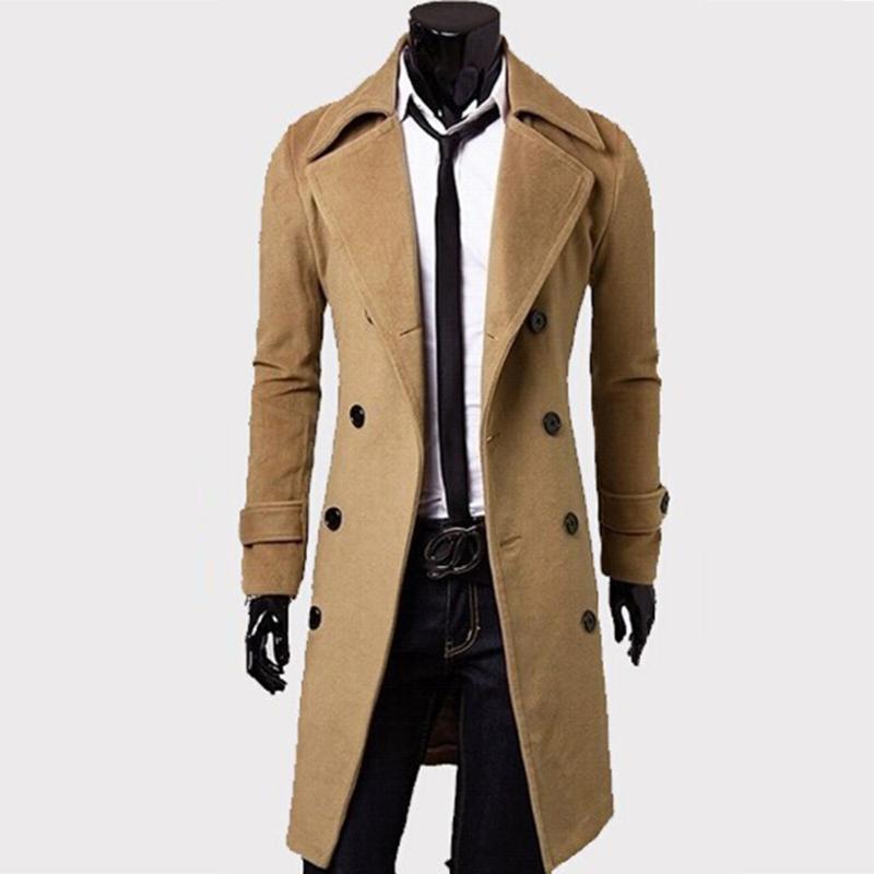 

Men's Trench Coats Coat Men Classic Double Breasted Masculino Clothing Long Thick Jackets British Style Overcoat 4XL, Black
