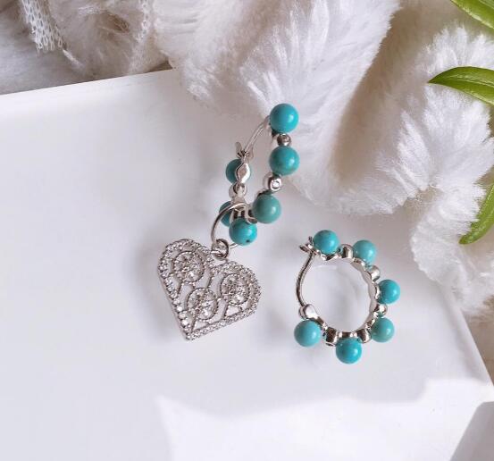 

jewelry S925 sterling silver Crystal Diamond Valentine Earrings Turquoise Bead Earrings Long Earrings For Women