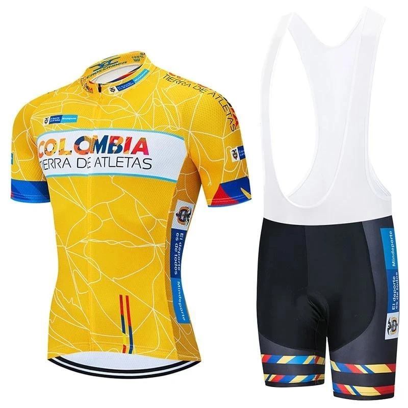 

Tour De France 2020 Pro Team Colombia Cycling Jersey kit Men's Summer breathable Short Sleeve Cycling Clothing bib shorts Set Ropa Ciclismo, Black;red