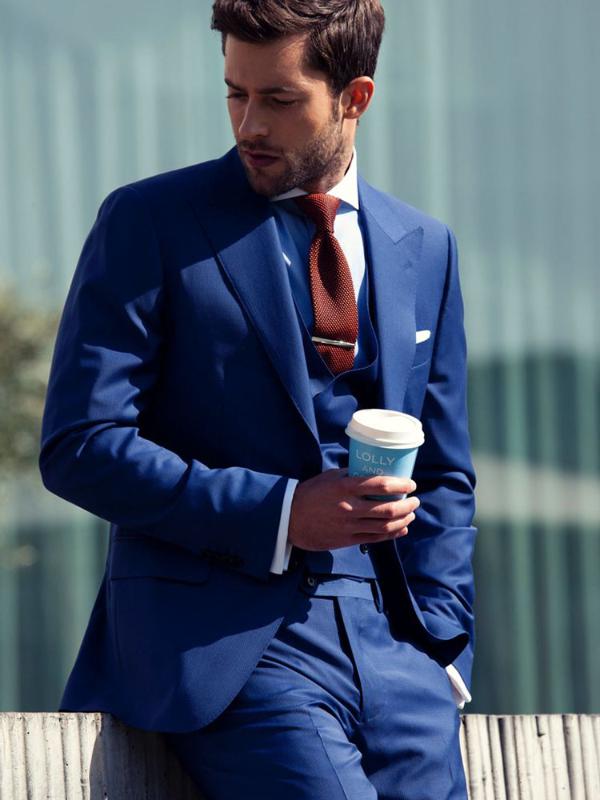 

ANNIEBRITNEY Navy Blue 3 Piece Slim Men Fashion Suit Cutsom Groom Wedding Tuxedo Prom Wedding Tailor Made Men Suit With Pants