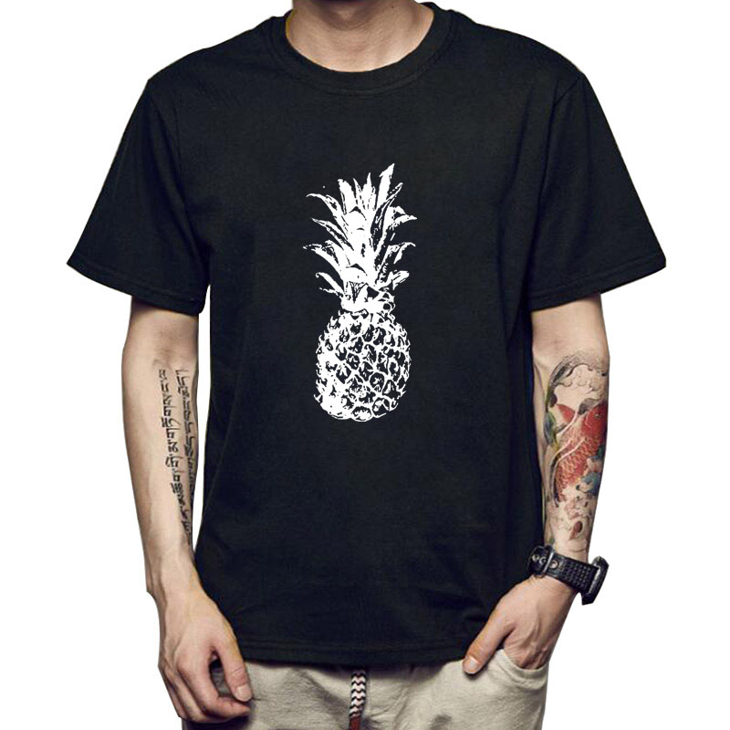 

Top Quality100% cotton tshirt Pineapple pattern printed men tshirt casual men'sKnitted t shirt o-neck tops tee shirts men tshirt Tops Tees, Purple