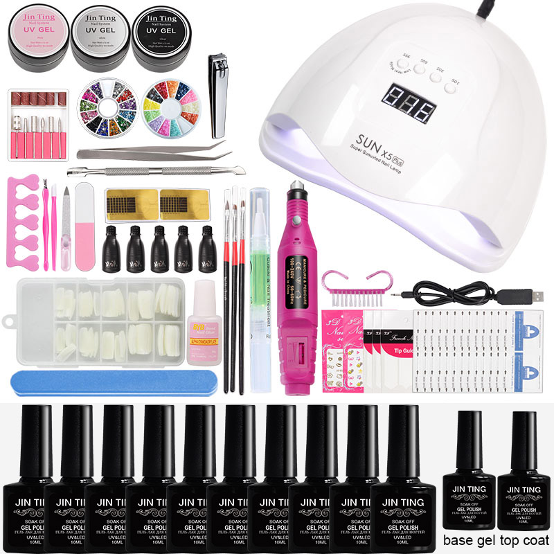 

Manicure Set with Nail Drill Machine 36w Led Lamp Set Nail Dryer Gel Polish Base Top Gel Acrylic Nails Manicure