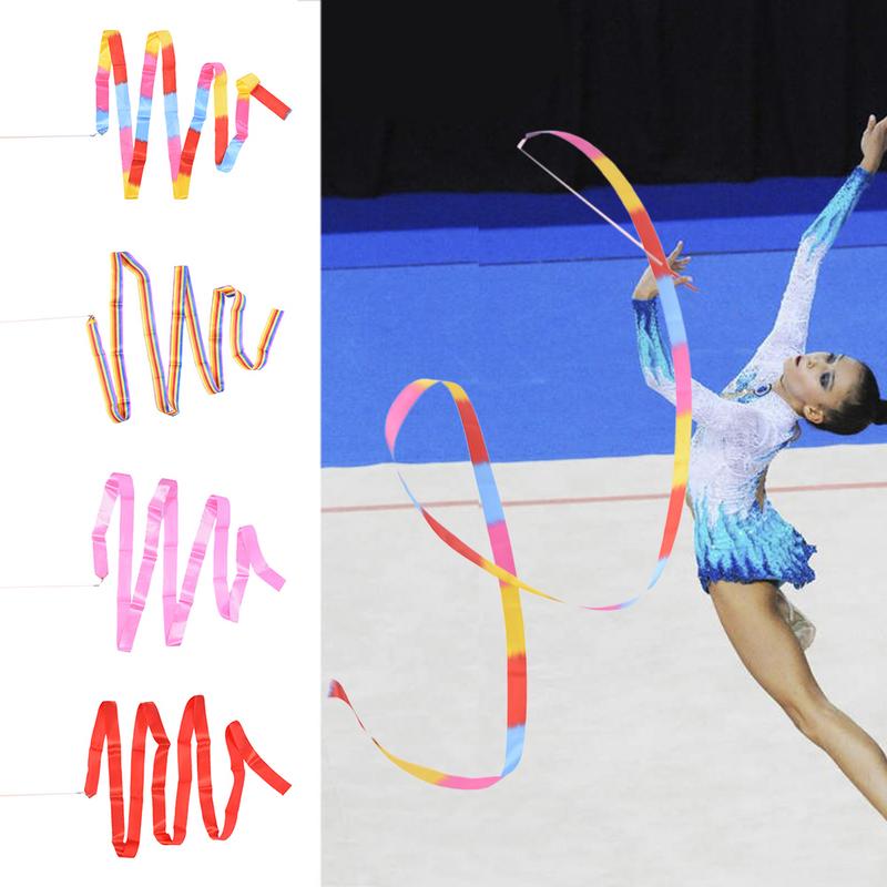 

4 Colors Universal Lucky Rainbow 3.75m Rhythmic Art Gym Dance Dancing Gymnastics Ribbon Streamer Multi-color Gymnastic Ribbon
