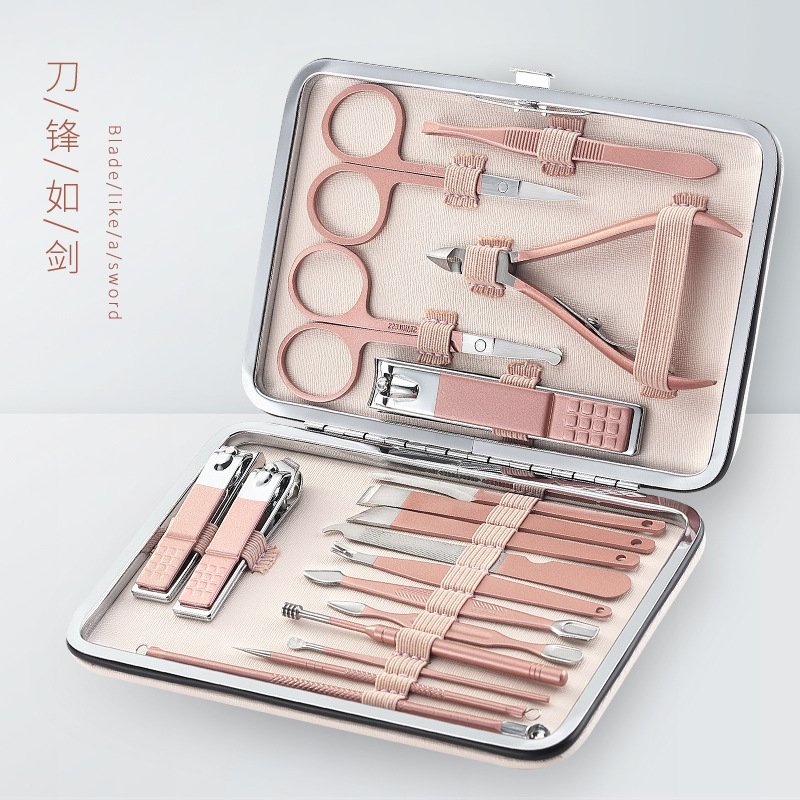 

Newest Color 18 Tools Stainless Steel Manicure set Professional nail clipper Kit of Pedicure Nippers Trimmer Cutters