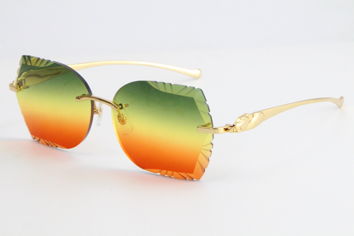 

2020 Selling Metal leopard series Sunglasses 3524012 Rimless Sunglasses Rectangular Single-Lens Glasses Large Square Eyewear Male and female