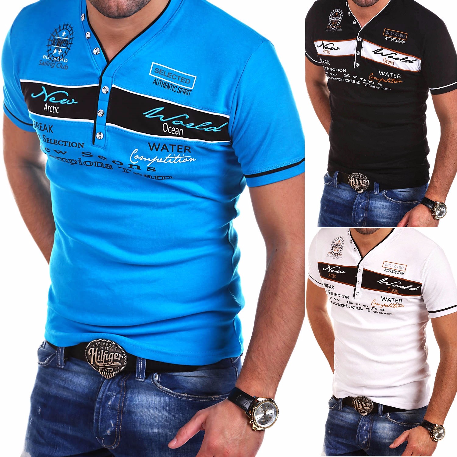 Mens T Shirts Button Letter Printing European And American Casual Fashion Slim V-neck Short Sleeve T-shirt Casual Clothes S-3XL