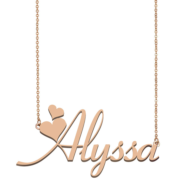 Alyssa Name Necklace Pendant for Women Girlfriend Gifts Custom Nameplate Children Good Friends Jewelry 18k Gold Plated Stainless Steel Pendant-image-523990356