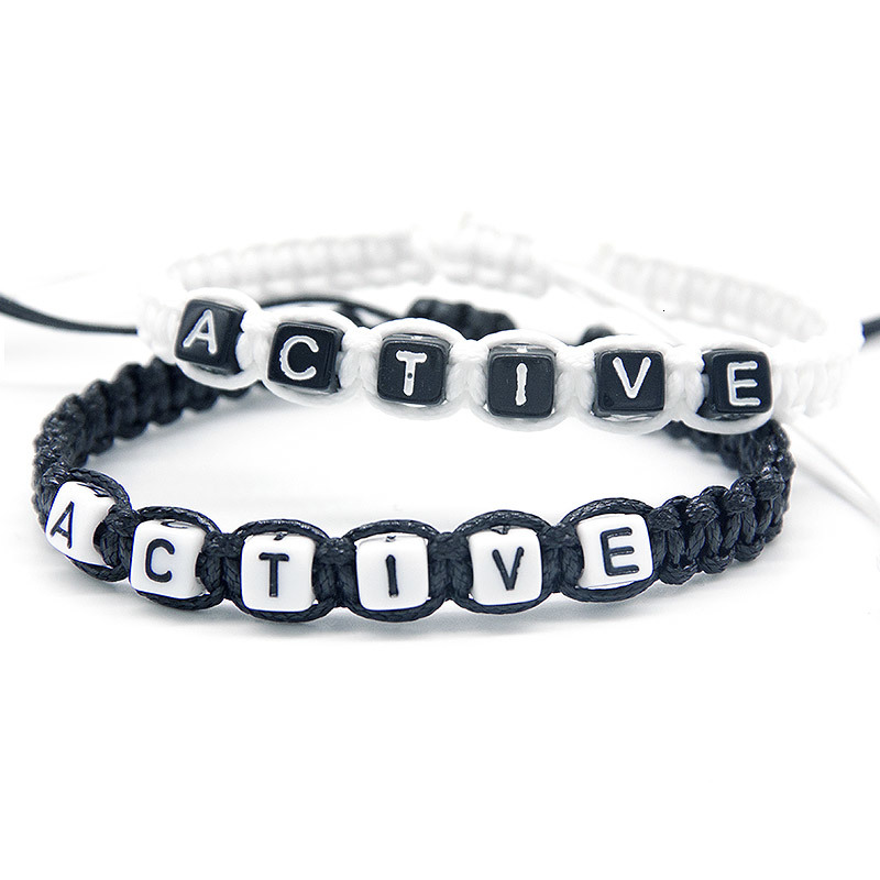 

1pcs Active Words Artificial Charm Bracelets Rope Chain Infinity Adjust Size For Women Men Friends Beaded Jewelry Gifts