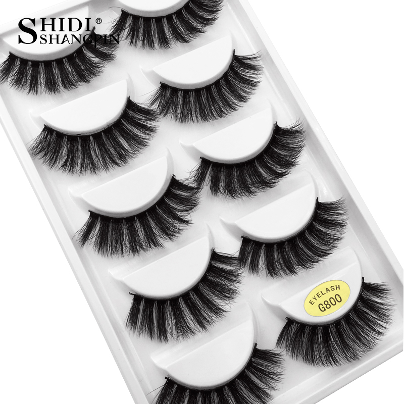 

SHIDISHANGPIN 5 pairs eyelashes 3d mink lashes natural long 1 box mink eyelashes 1cm-1.5cm 3d false full strip lashes