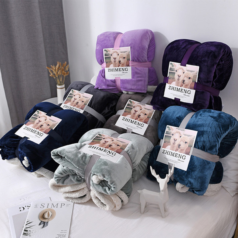 

Winter Flannel Coral Fleece Blanket Double Lambskin Super Soft Thick Sherpa Throw Blankets For Sofa Beds Couch Blanket Bedding