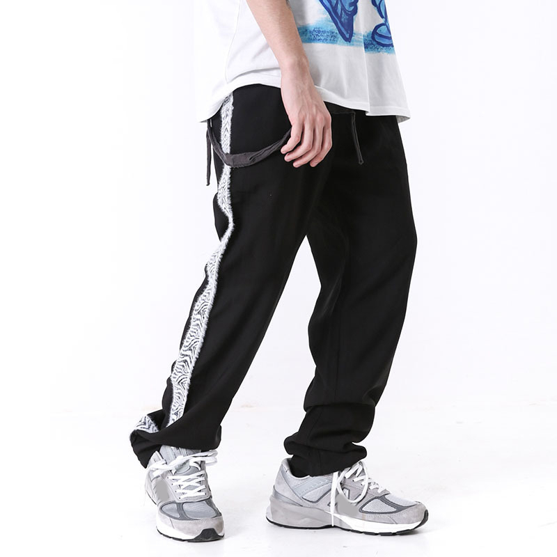 

EWQ / men's wear high street side patchwrok loose casual pants hip hop fashion 2020 spring summer straight pants simple 9Y1728, Red