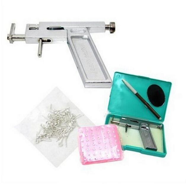 

[Healthy Life]Professional Ear Body Nose Piercing Gun Machine Tool Kit Set + 98Pcs Steel Studs Piercing the Ear Guns Iron Suit Free Shipping