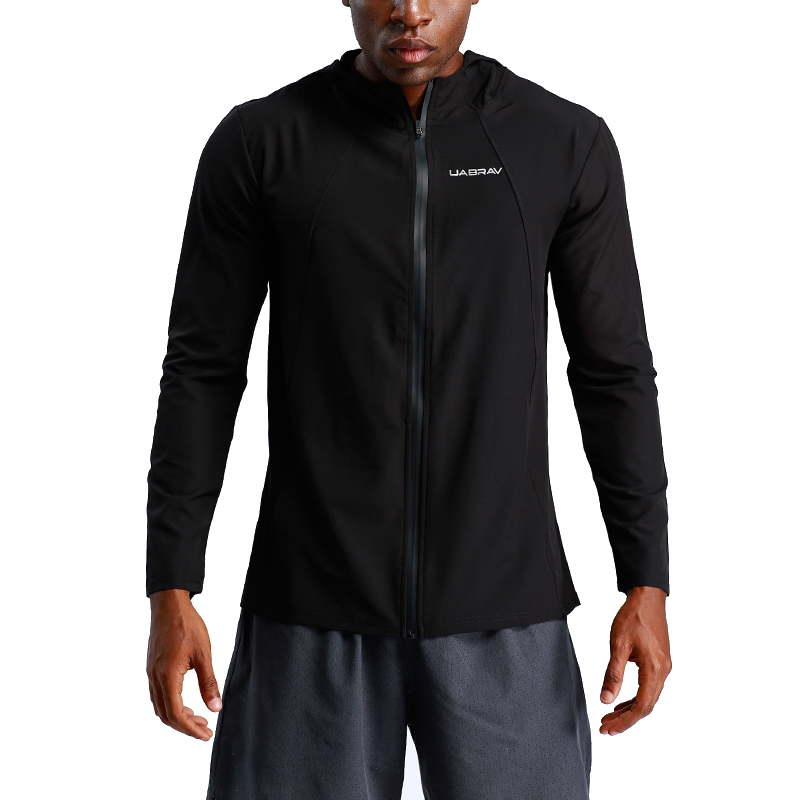 

Men's Coat Gym Clothes Outdoor Sports Jacket Casual Sports Cardigan Long Sleeve Fitness Jacket Hooded Solid Color Plus Size Fit, 41black