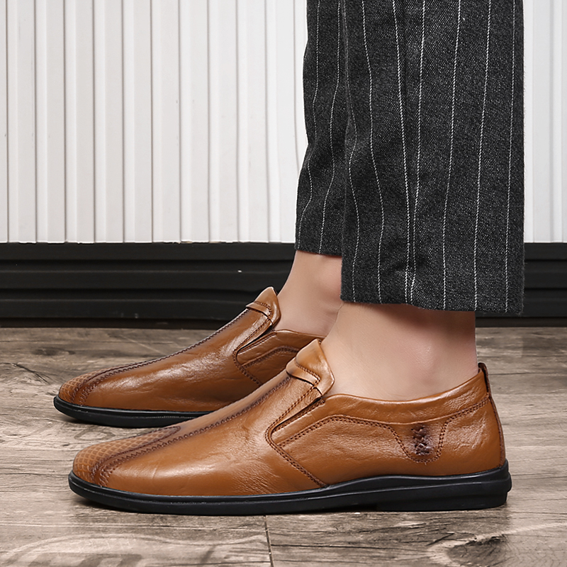 

Vintage Genuine Leather Mens Shoes 2019 New Men Flats Breathable Casual Italian Loafers Comfortable Driving Shoes C4, Clear