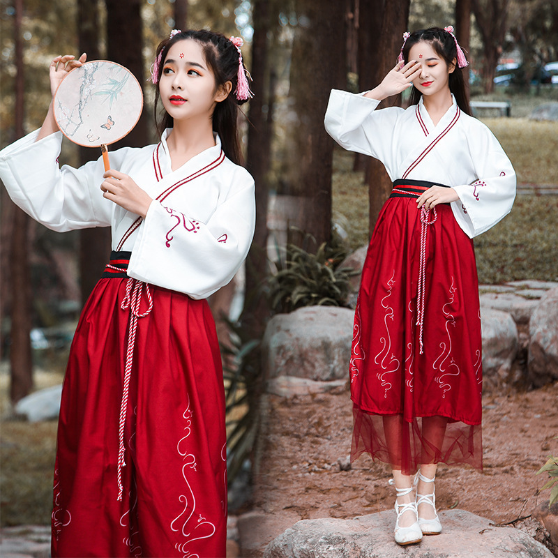 

Ancient Costume Woman Hanfu Chest Jacket Skirt Fairy Tradition Court Student traditional chinese Clothing Elegant Fresh