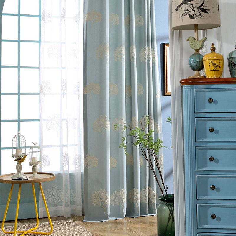 

Curtain Cloth Simple Artificial Cotton Embroidered Curtain and Curtains for Modern Bedroom Living Room, Tulle