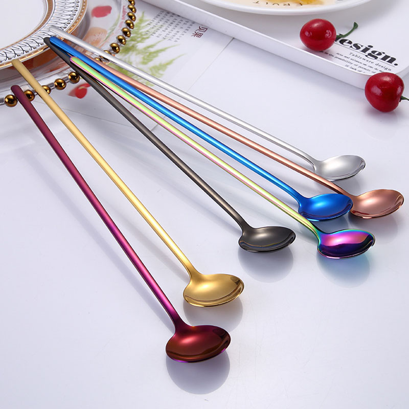 

home Restaurant long handle tirring scoops stainless steel coffee Scoops ice scoop new mug cup spoon Home Kitchen Coffeeware