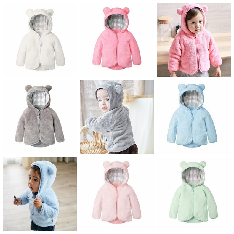 

Kids Designer Clothes Winter Velvet Coats Cartoon Bear Outwear Girls Zipper Fleece Jacket Tops Childs Trench Coat Hoodies Sweatshirt D7125