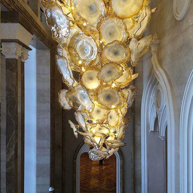 

Gold Flower Chandelier Light LED Bulbs Living Room Furniture Murano Glass Art Chandelier Lamps Dubai Crystal Chandelier