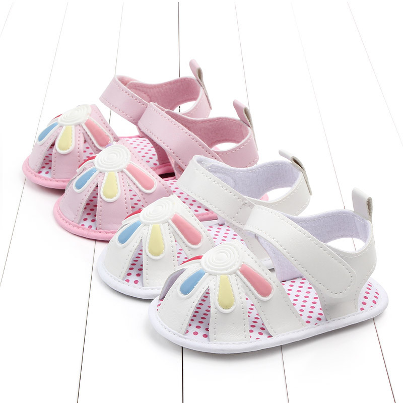 

Hot sale -1 year old cute little flower baby shoes baby sandals shoes soft bottom rubber bottom, White