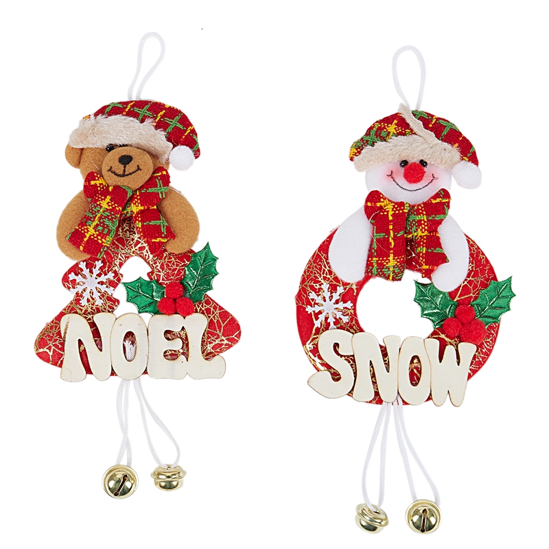 

Christmas Bells Decorations for Home Party Snowman Tree's Ornaments Garden Holiday Classical Decor 2 Pack