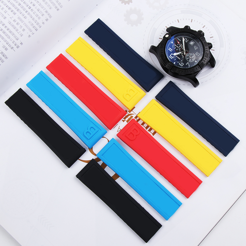 

Waterproof 22mm Rubber Silicone Watch Band For Breitling Avenger Series Watches Strap Watchband Man Fashion Wristband Black Blue Yellow Red, Black;brown