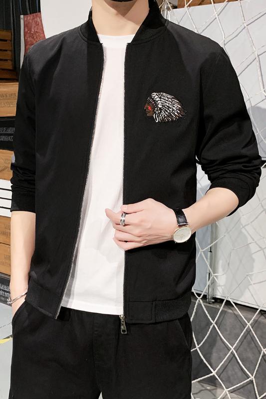 

Oversized 2020 Spring Men's Jackets Embroidery Coats Men Outerwear Solid Casual Brand Male Clothing Jaqueta Masculino Erkek Mont, Black