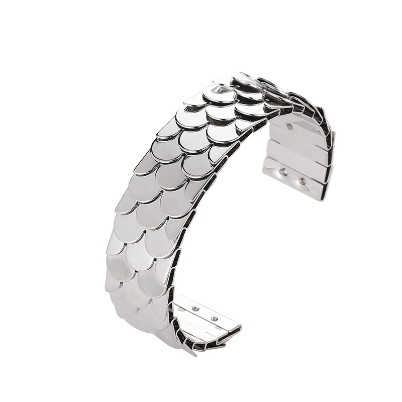 

Bracelet With Fish Scale Sequined Opening Adjustable Exaggerated Vintage Punk Festival Party Accessories For Women