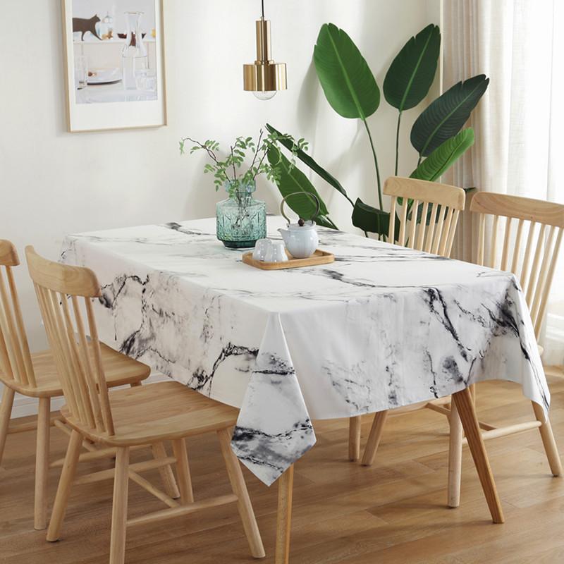 

20 Simple Nordic Marble Printed Cotton Thickened Tablecloth Rectangular Dustproof Tablecloth Multifunctional Cover