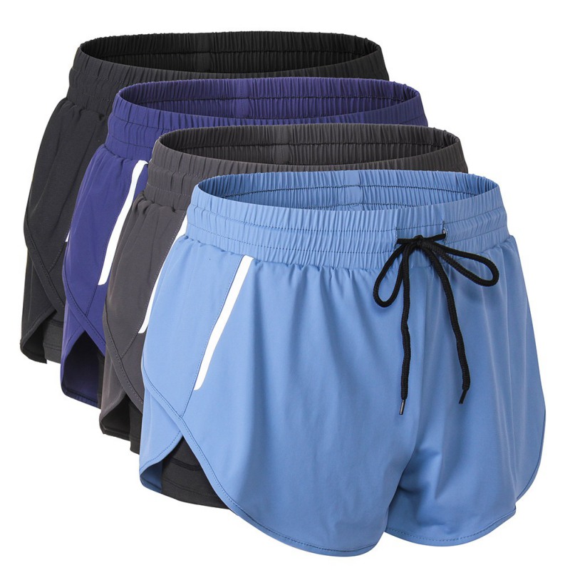 

Womens Running Shorts Running Tights Short Women Gym Double-layer Side Net Anti-light Sport Short Fitness Shorts, Black