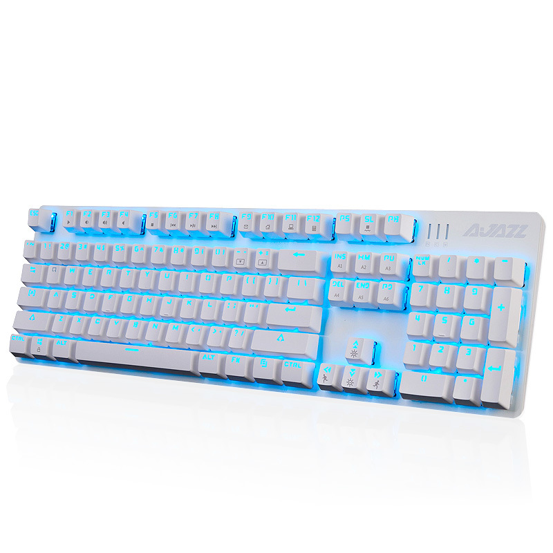 Ajazz RoboCop Mechanical Keyboard 104 Keys Gaming Keyboard with RGB LED Backlit Blue Switch White