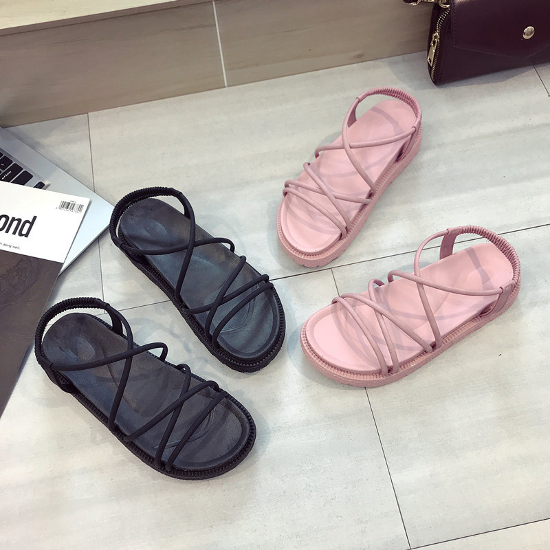 

Women's shoes summer comfortable fashionable sandals foam sole Non-slip Wear-resisting 4cm thick sole shoehy, Black