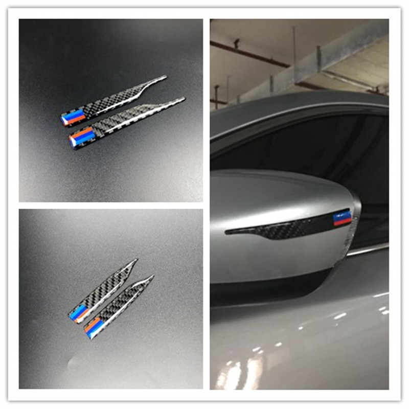 2 pcs Fibra de Carbon Etiqueta Engomada del Espejo Retrovisor del Coche Tira Anti-Rasgu/ño Para BMW E90 E60 E34 E46 E39 F30 F10 F20