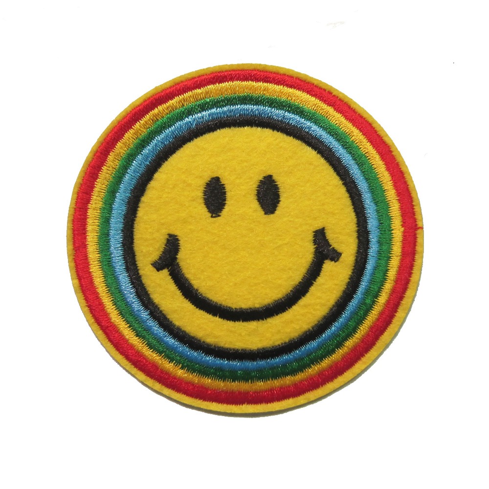 

2018 Direct Selling Sale Stickers Patches For Clothing 20 Pcs Smiley Face Retro Boho Hippie 70s Fun Smile Applique Iron-on Patch, Blue