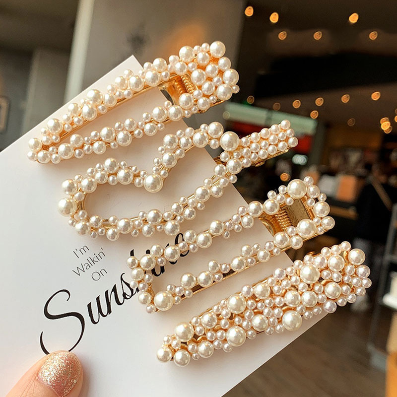 

BNWIGE 1pcs Nets Red Lady Temperament Pearl Hairpin Korea bb Clip Ins Sweet Girl Side Clip Bangs Duckbill Card
