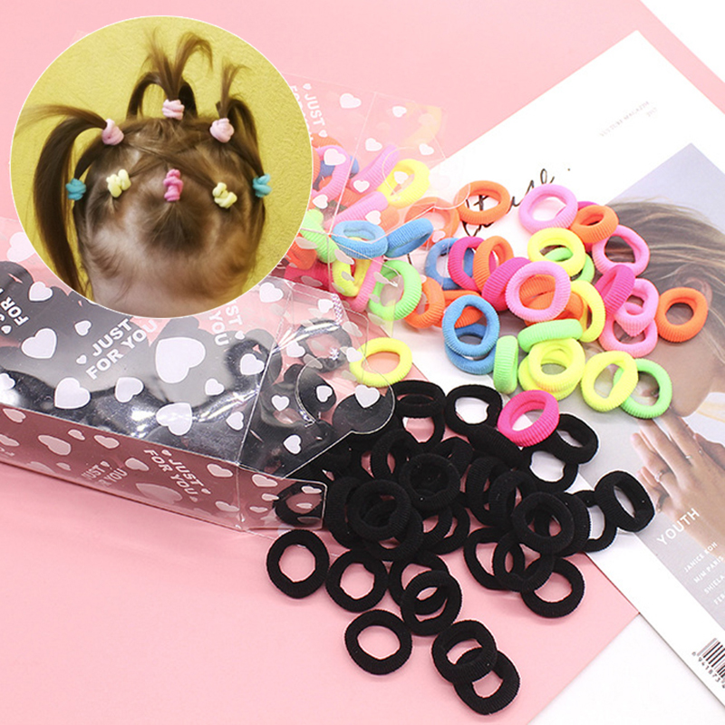

100pcs Girls Cute Colorful Nylon Soft Elastic Hair Bands Tie Gum Children Ponytail Holder Headband Kids Hair Accessories