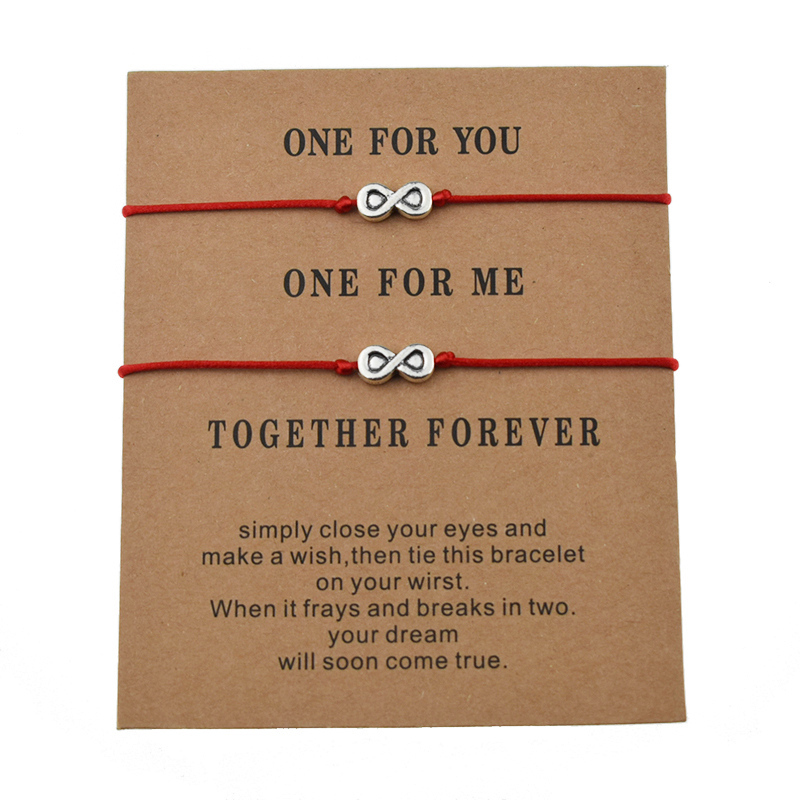 

2pcs/set New Antique Infinity Charm Bracelets Red Black String Couple Bracelets For Lovers Men Women Jewelry Gifts