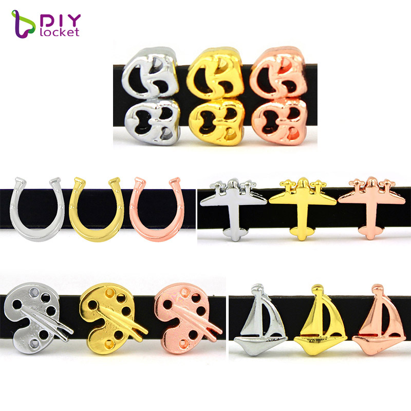 

New! 8MM Slide Charms 10 pieces/ lot Fit DIY Wristband Belt & Bracelet LSSC326-371, Black