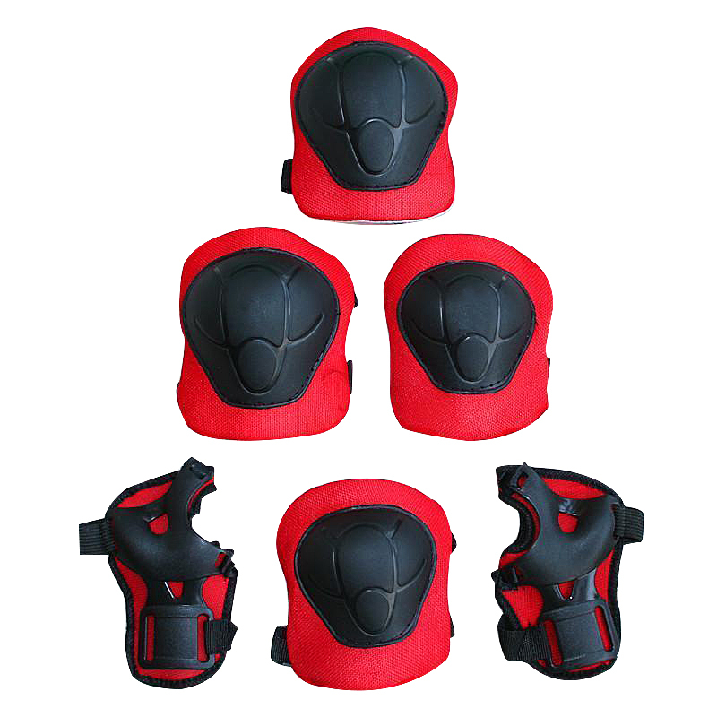 

6pc Kids Elbow Knee Wrist Protective Guards Safety Skate Bike Gear Pads, Red