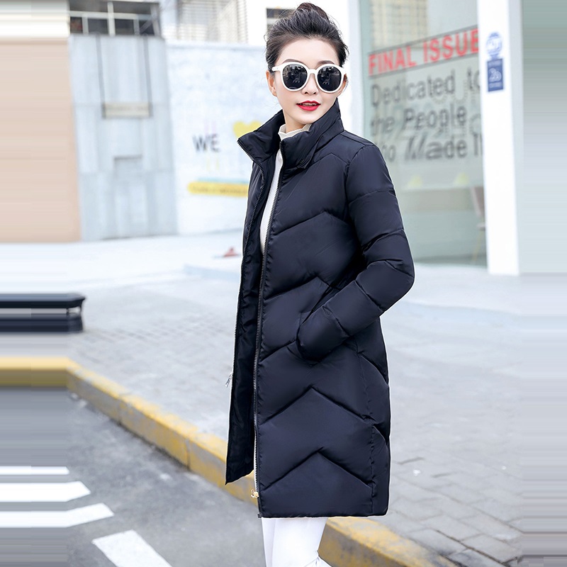 

Autumn Winter Female Jacket 2019 Fashion Women Parka Winter Jacket women Stand Collar Down Cotton Coat Female slim Coat, Black