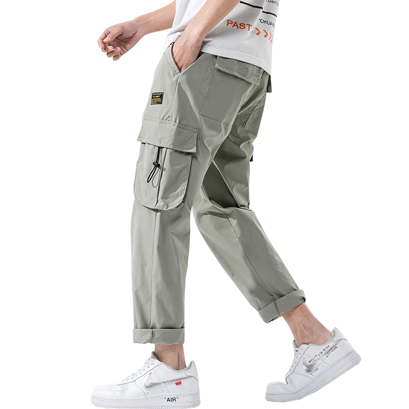 

2020 New Streetwear Men's Multi Pockets Cargo Harem Pants Hip Hop Casual Male Track Pants Joggers Trousers Harajuku Men, Gray