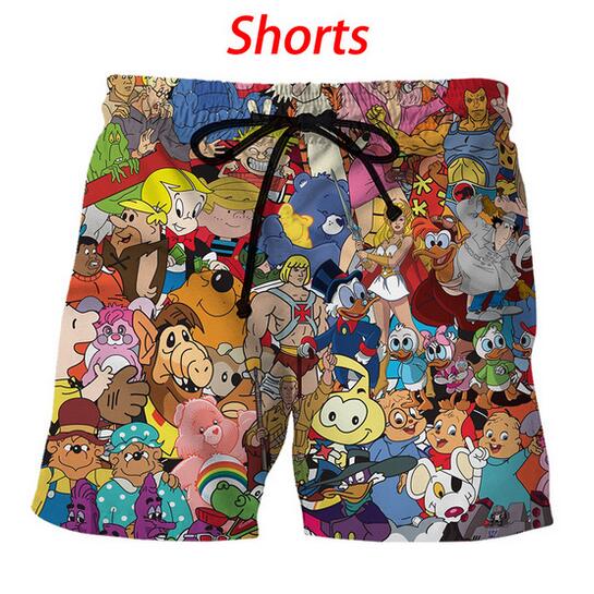 

Mens Designer Summer Shorts Pants Fashion cartoons collage 80s 3d Printed Drawstring Shorts Relaxed Unisex Homme Luxury Sweatpants DK04, As shown