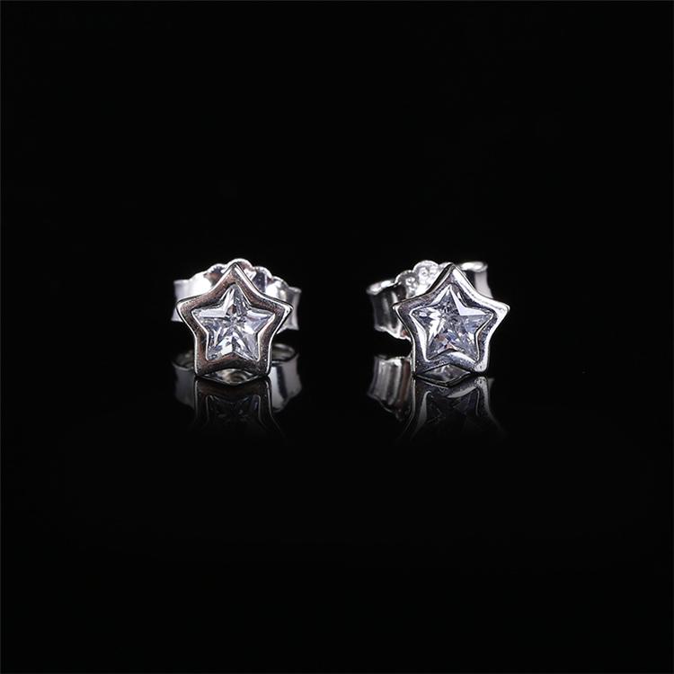 

NEW Clear Crystal Shining stars Stud Earring with Original Box set for Pandora 925 Sterling Silver Earring for Girls