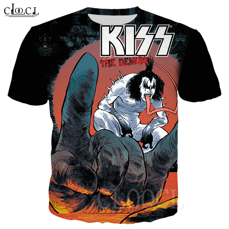 

Heavy Metal Rock KISS Band T-shirt Short Sleeve Plus Size Star T-shirts 3D Print Personality Design KISS Band Hip Hop Streetwear Tee Tops, T shirt 1