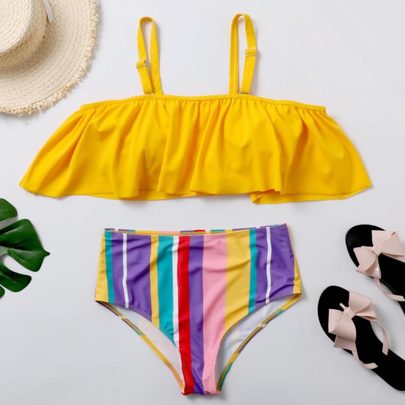 

New hot style high waist sexy waists to show a thin beach shoulder hot sale parent-child pregnant women plus-size split swimsuit