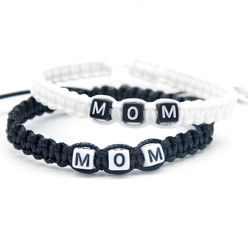 

1pcs Fashion Mom Artificial Charm Bracelets Rope Chain Infinity Adjust Size For Mother's Day New Mum Beaded Jewelry Gifts