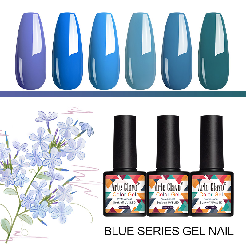 

Arte Clavo 8ml Blue Series Gel Nail Polish Soak Off LED Varnish Hybrid Long Lasting Top Base Nail Art Lacquer All For Manicure, 4019