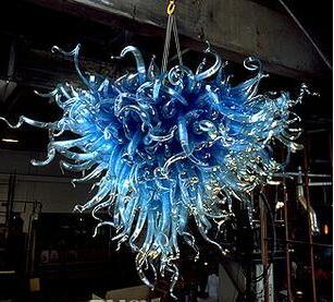 

Lamps Classic Blue Art Chandeliers Heart Shape Home Decoration Living Room Hand Blown Glass Chandelier Lighting with LED Bulbs