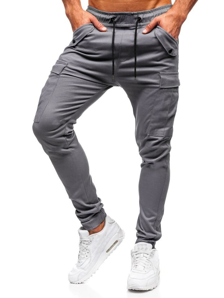 

Streetwear pockets Loose Fit Casual Elastic Band Mens Pants Custom Wholesale Puplar Style Men's Pants, Black