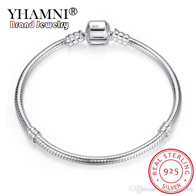 

YHAMNI 100% 925 Sterling Silver Bracelet Jewelry DIY Bracelets Accessories 3mm Fashion Silver Chain Bracelet Jewelry Gift SB005
